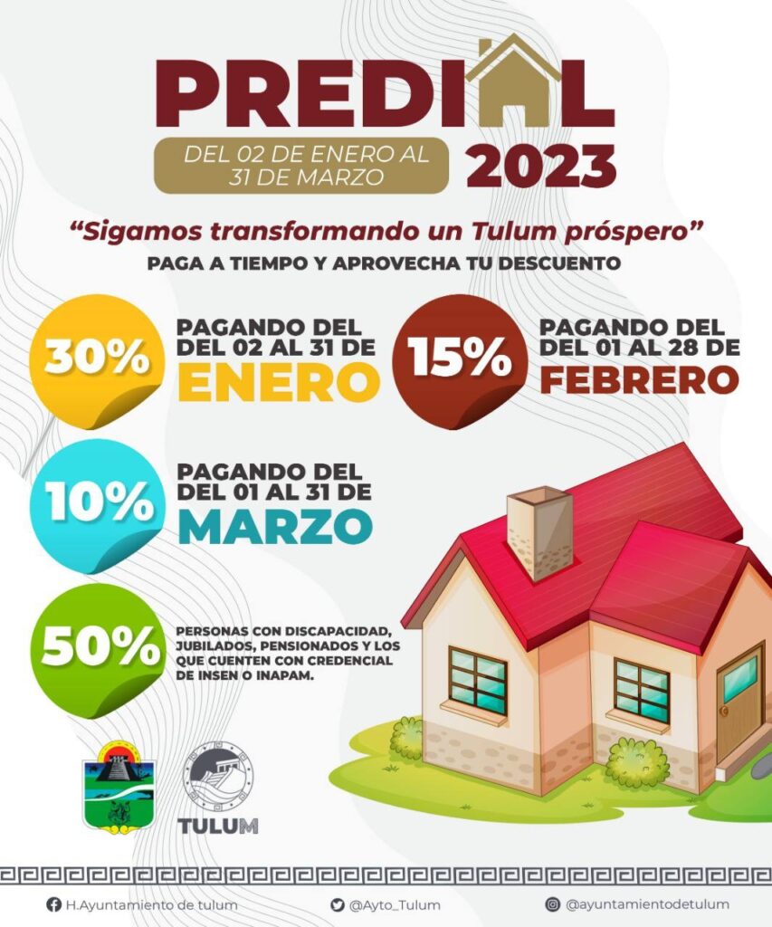 Subsidios al Impuesto Predial 2023 en Tulum beneficiarán a contribuyentes puntuales