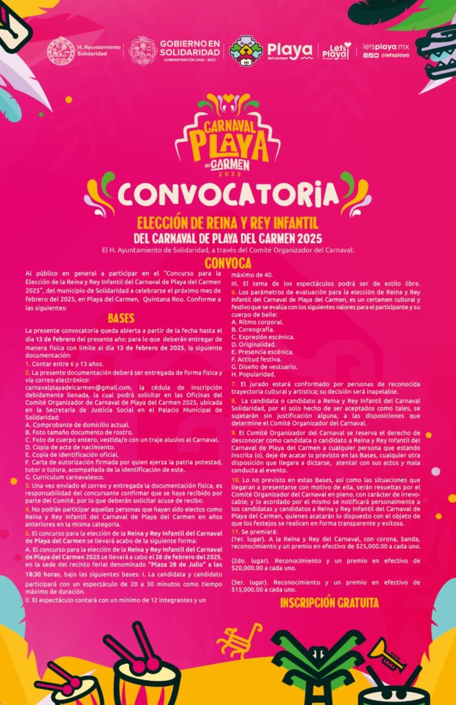 Convocan a participar en Carnaval de Playa del Carmen, "Caribe Neón"