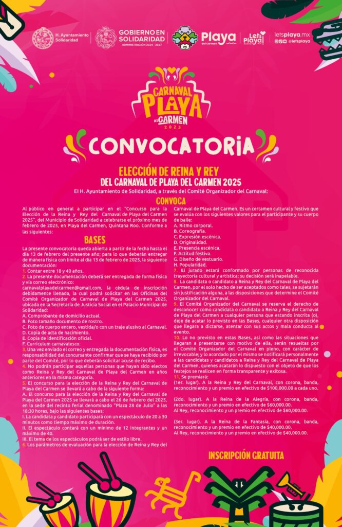 Convocan a participar en Carnaval de Playa del Carmen, "Caribe Neón"