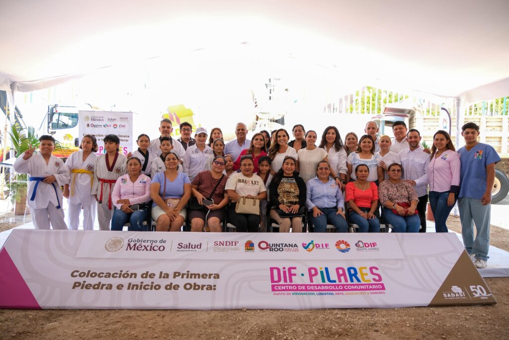 Colocan Mara y Vero Lezama primera piedra del Centro Comunitario DIF-PILARES en Cancún