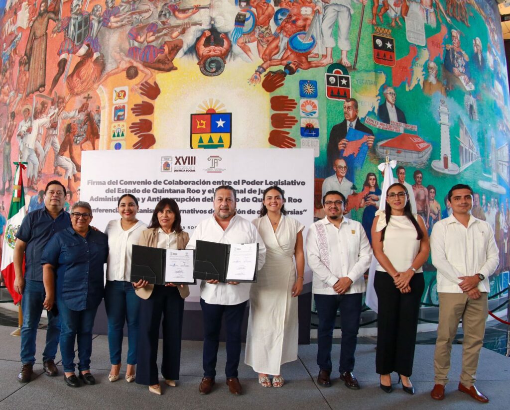 Firma Congreso del Pueblo convenio con el Tribunal de Justicia Administrativa y Anticorrupción