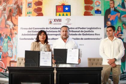 Firma Congreso del Pueblo convenio con el Tribunal de Justicia Administrativa y Anticorrupción