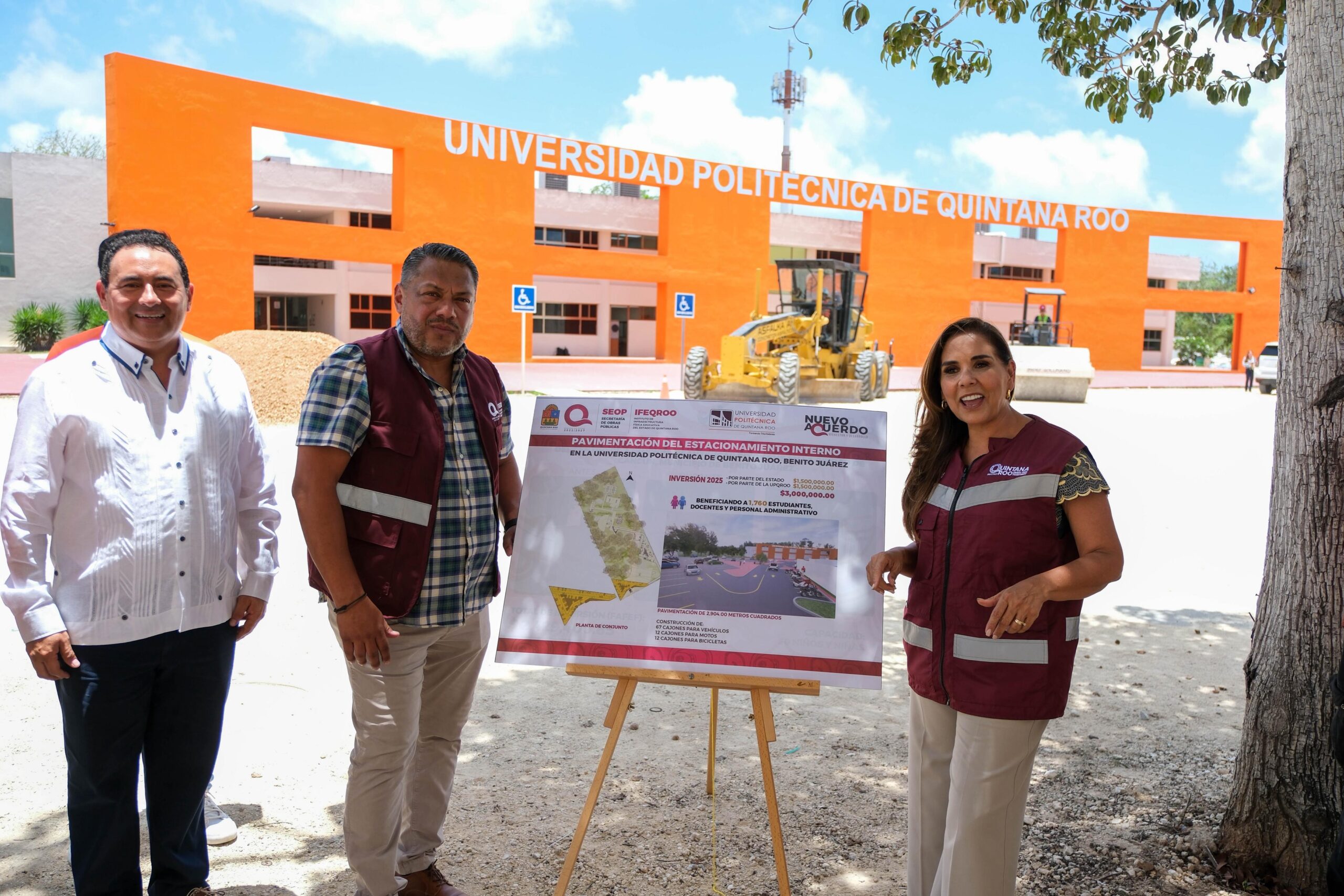 Inicia Mara Lezama la construcción de amplio estacionamiento en la Universidad Politécnica de Quintana Roo