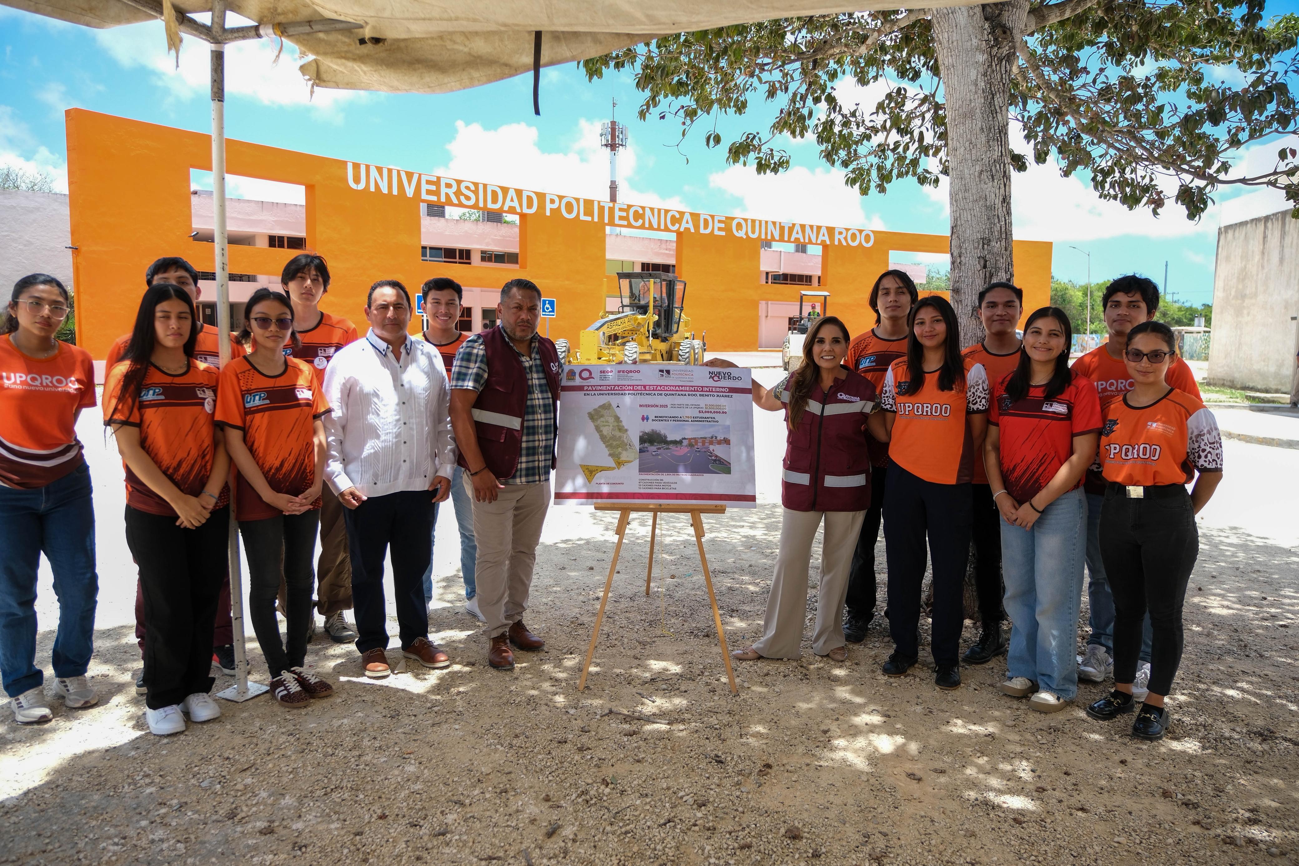 Inicia Mara Lezama la construcción de amplio estacionamiento en la Universidad Politécnica de Quintana Roo