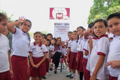 Alumnas y alumnos de la primaria “Efraín Santana Sánchez” ya tiene domo, inaugurado por la gobernadora Mara Lezama