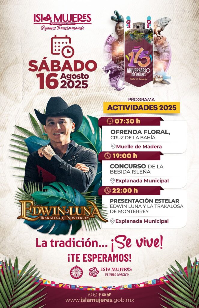 Atenea Gómez Ricalde presenta la cartelera oficial de las Fiestas de Fundación de Isla Mujeres 2025