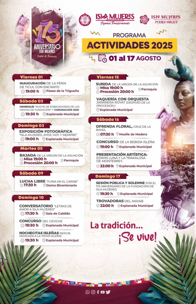 Atenea Gómez Ricalde presenta la cartelera oficial de las Fiestas de Fundación de Isla Mujeres 2025