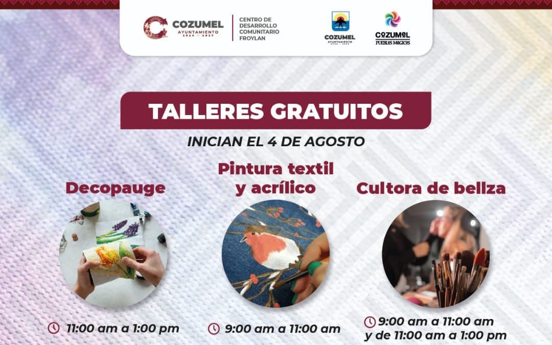 Gobierno de Chacón Méndez invita a participar en los talleres gratuitos del CDC Froylán