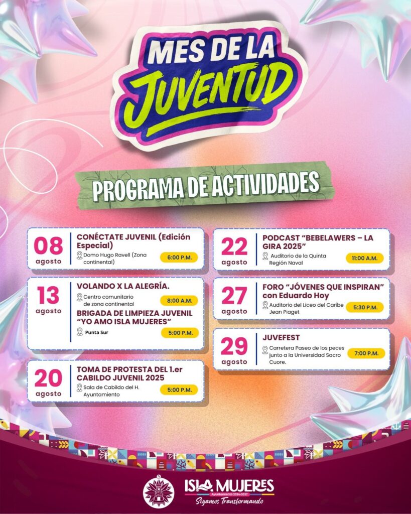 Gobierno de Isla Mujeres anuncia actividades en el marco del Mes de la Juventud