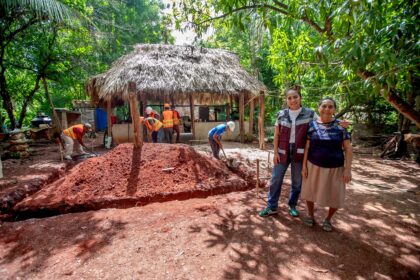 Micaela y 19 familias más recibirán cuartos dormitorios en Polyuc: Mary Hernández activa trabajos de construcción