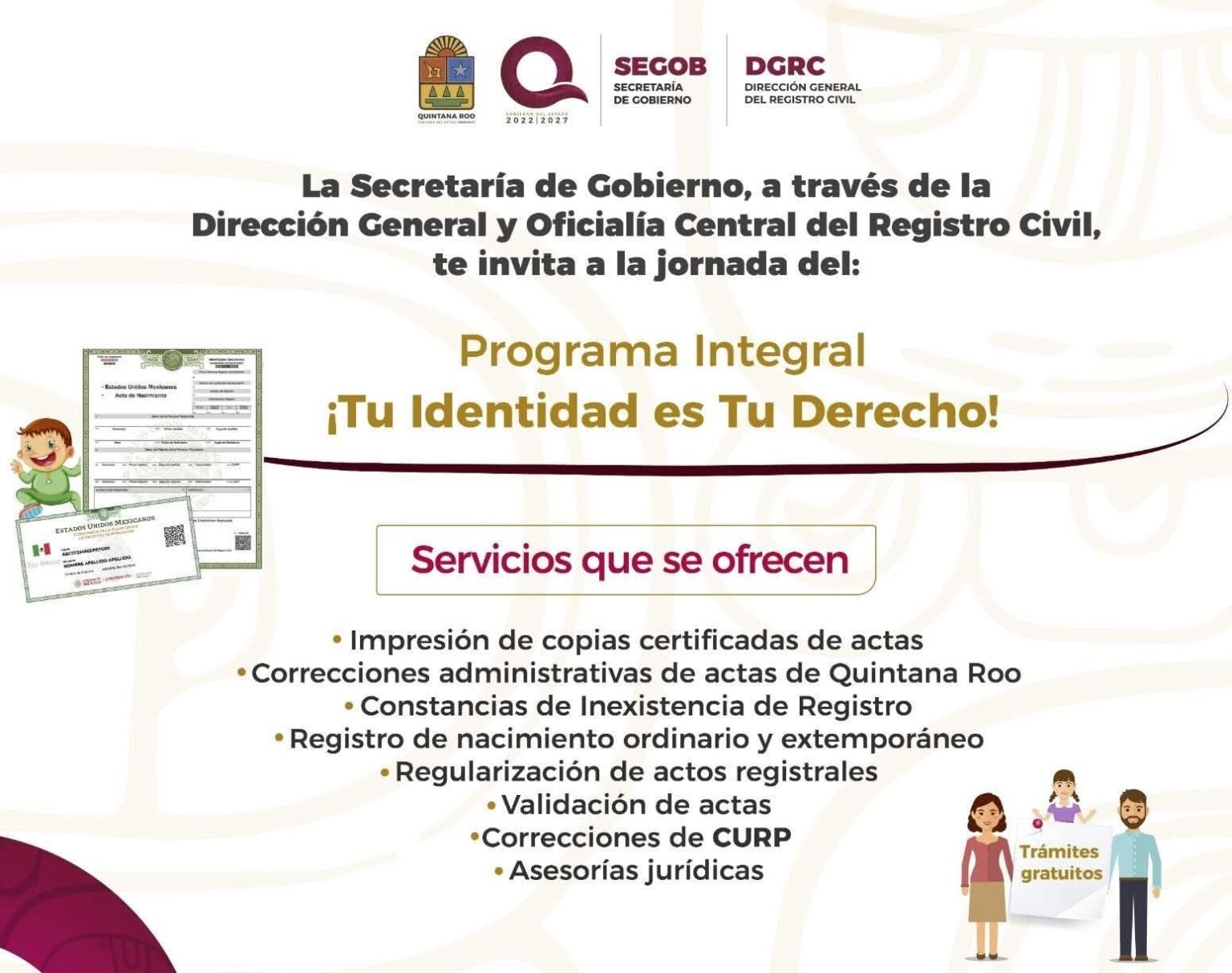 Gobierno Municipal invita a aprovechar el Programa Integral "¡Tu identidad es tu derecho!"