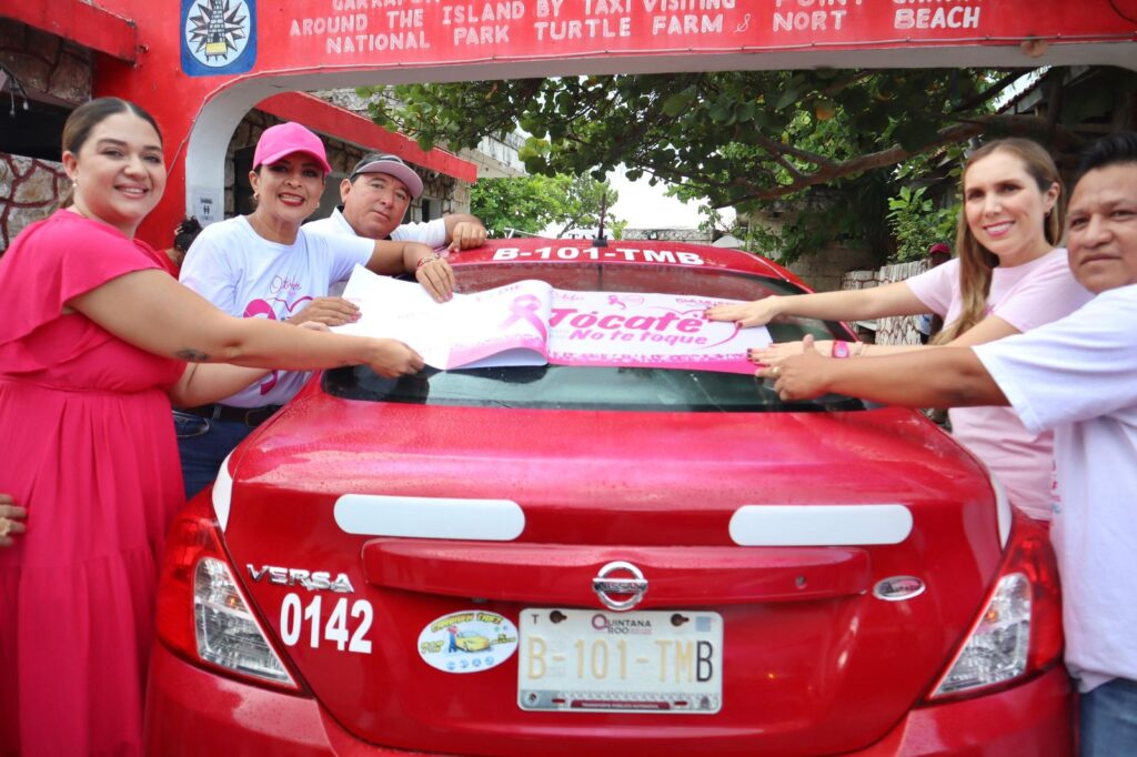 Gobierno de Isla Mujeres refuerza acciones de sensibilización contra el cáncer de mama con el Pegatón Rosa
