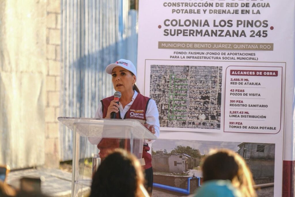 Mara Lezama y Ana Paty Peralta iniciaron una obra municipal de drenaje sanitario y agua potable en Los Pinos