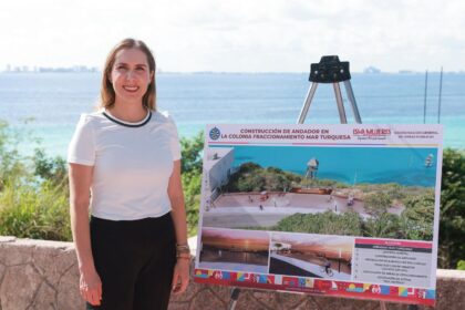 Atenea Gómez Ricalde inicia construcción del nuevo mirador Mar Turquesa en el derecho de vía del Garrafón en Isla Mujeres