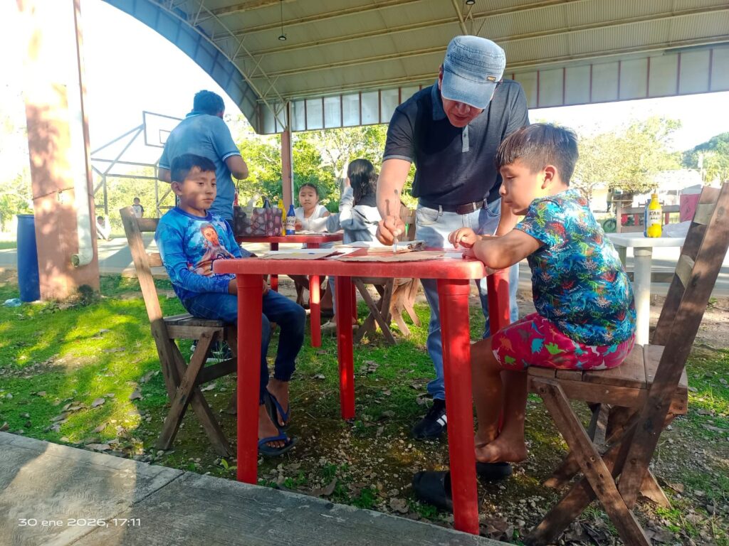 Gobierno Municipal promueve valores culturales en la niñez de Uh-May: impulsa el arte y la pintura a base de técnicas