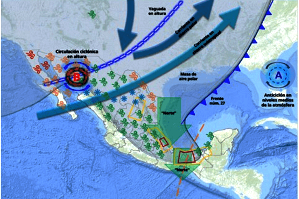 Tormenta invernal por frente frío 27, sea precavido