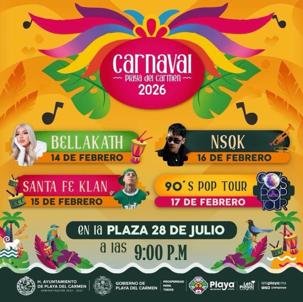 Todo listo para el Carnaval de Playa del Carmen 2026, la fiesta que une a las familias playenses y turistas