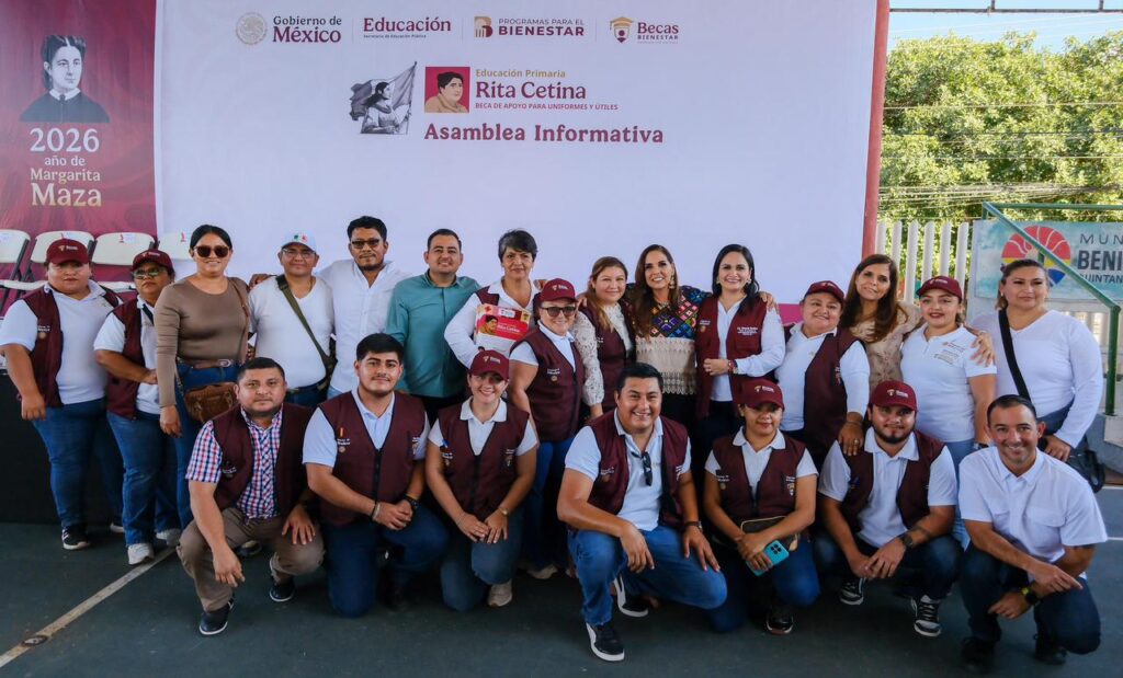 Encabeza Mara Lezama asamblea informativa de la beca “Rita Cetina” para estudiantes de primaria, en Cancún