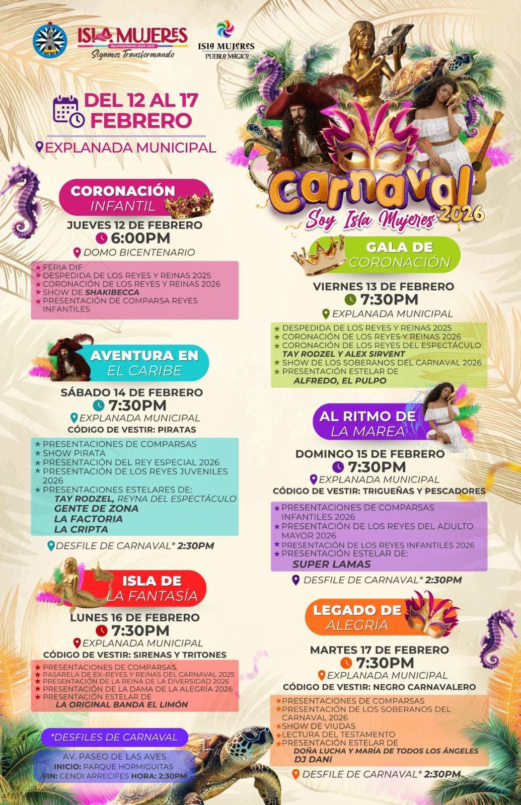 Isla Mujeres, listo para celebrar el Carnaval 2026