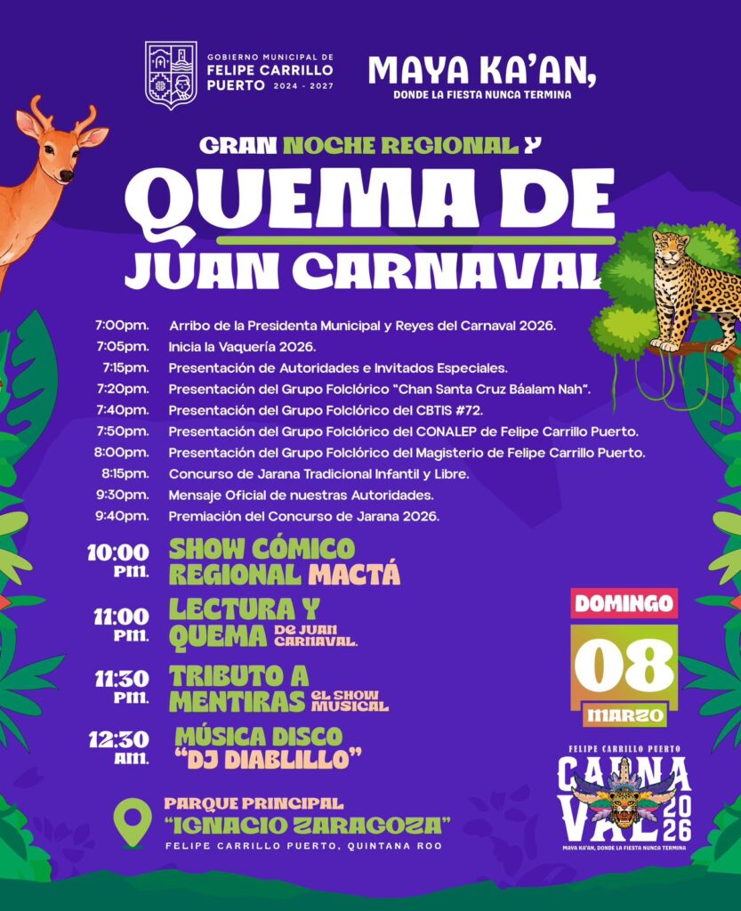 Mary Hernández invita celebrar en grande el carnaval 2026: del 6 al 8 de Marzo con grupos musicales e invitados especiales