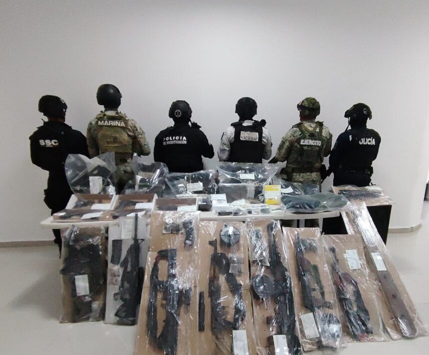Aseguran autoridades armas y drogas durante un cateo en Felipe Carrillo Puerto