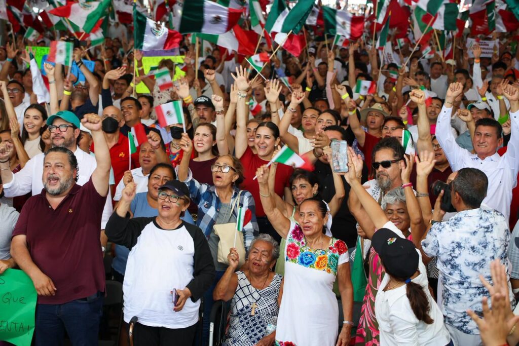 Tres mujeres, Claudia Sheinbaum, Mara Lezama y Estefanía Mercado, trabajando en equipo por México, Quintana Roo y Playa del Carmen
