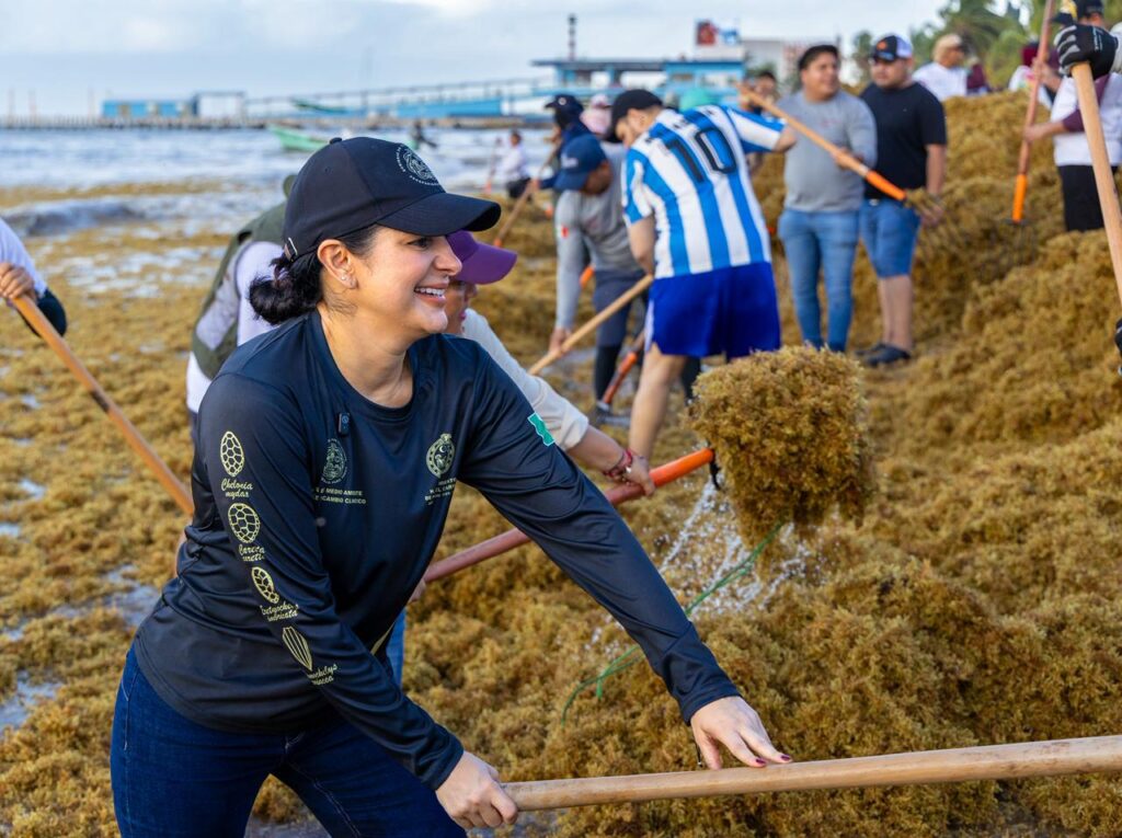 Más de 2 mil personas acompañan a Estefanía Mercado en mega brigada de limpieza de playas para hacer frente al sargazo