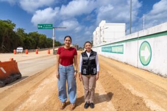 Supervisa Estefanía Mercado obras de repavimentación en puente vehicular y la avenida Flor de Ciruelo