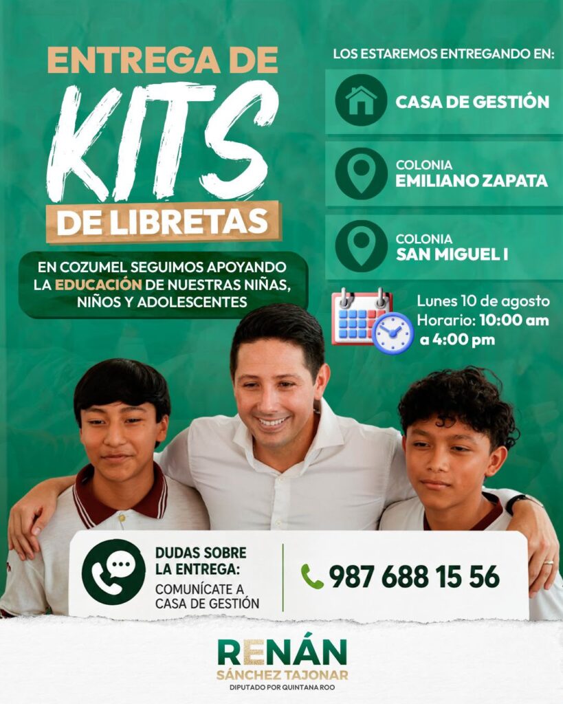 Renán Sánchez Tajonar anuncia el arranque de la entrega de kits escolares en Cozumel